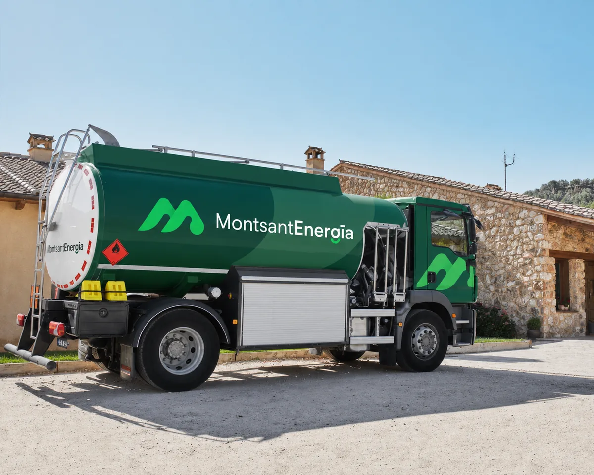 Camión cisterna de Montsant Energía repartiendo gasoil a domicilio